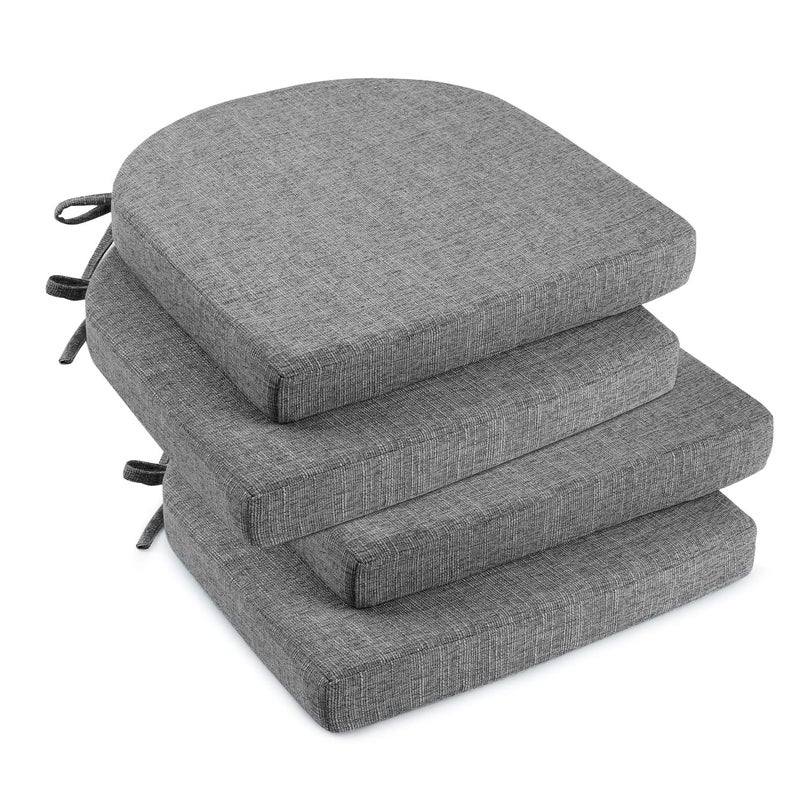 downluxe Indoor Chair Cushions for Dining Chairs Soft and Comfortable Textured Foam Kitchen Chair Pads with Ties and NonSlip Backing 16 x 16 x 2 Dark Grey 4 Pack