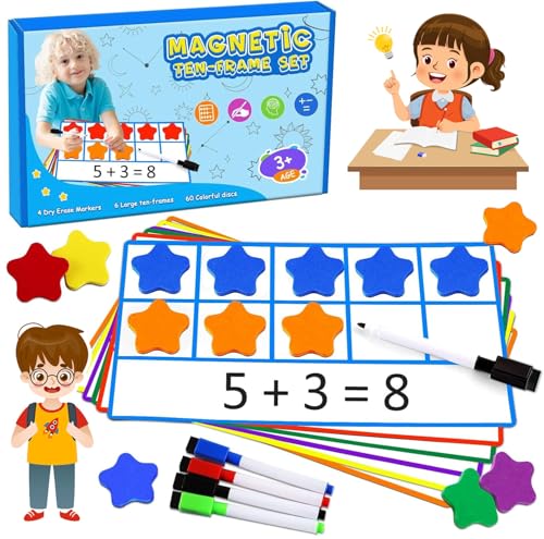 LOOIKOOS Magnetic TenFrame SetMath Manipulative Games for Kids Number Counting GamesMontessori Educational Toy for Kindergarten Preschool 3 4 5 Year Old - Image 1