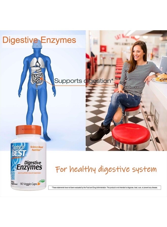Doctors Best Digestive Enzymes, Supports Digestive Wellness, Non-GMO, Vegetarian 90 Veggie Caps
