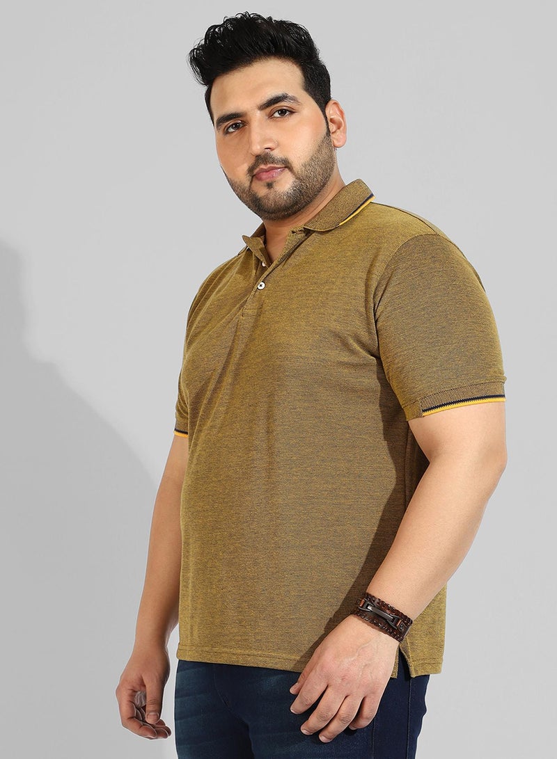Instafab Plus Men's Solid Olive Green Regular Fit Casual T-Shirt - Image 1