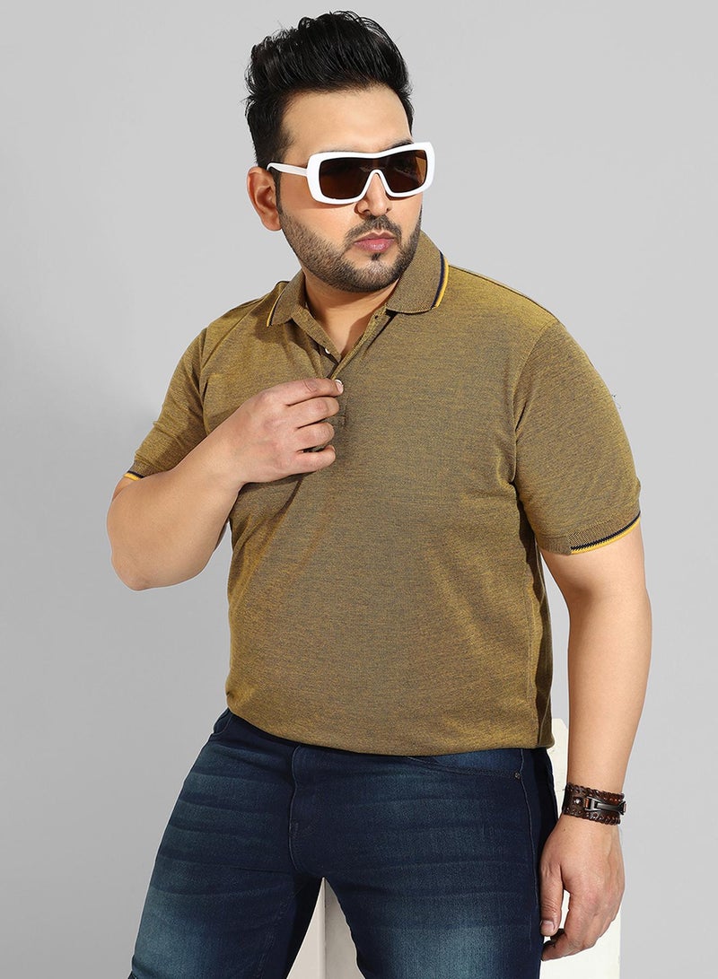 Instafab Plus Men's Solid Olive Green Regular Fit Casual T-Shirt - Image 2