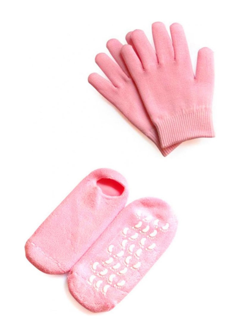 Generic A set of moisturizing silicone spa gloves and socks for cracked skin, foot care, dry hands, skin care, and protection of feet and hands for treatment and moisturizing, multi-colored  - Image 1
