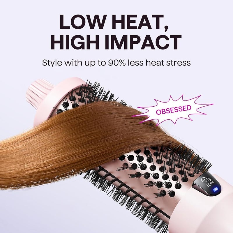 Wavytalk Thermal Brush, Blowout Boost 1.5 inch Heated Round Brush for Blowout Look, Dual Voltage, Tourmaline Ceramic, Negative Ion Tech, 5 Heat Settings for All Hair Types, Less Heat Damage, Pink - Image 5