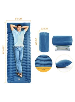 HEXAR Self Inflating Sleeping Pad With Foot Pump 190X64 Built-In Pump Foldable Sleeping Mat With Pillow For Camping Hiking Durable Inflatable Air Mattress - Carry Bag, Repair Patches  - Image 4