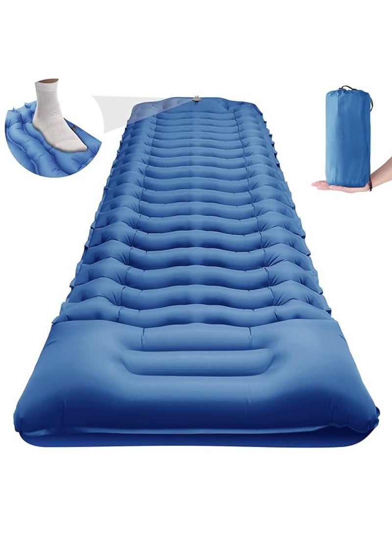 HEXAR - Self Inflating Sleeping Pad With Foot Pump 190X64 Built-In Pump Foldable Sleeping Mat With Pillow For Camping Hiking Durable Inflatable Air Mattress - Carry Bag, Repair Patches - Image 1
