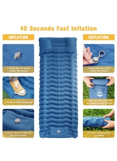 HEXAR Self Inflating Sleeping Pad With Foot Pump 190X64 Built-In Pump Foldable Sleeping Mat With Pillow For Camping Hiking Durable Inflatable Air Mattress - Carry Bag, Repair Patches  - Image 5