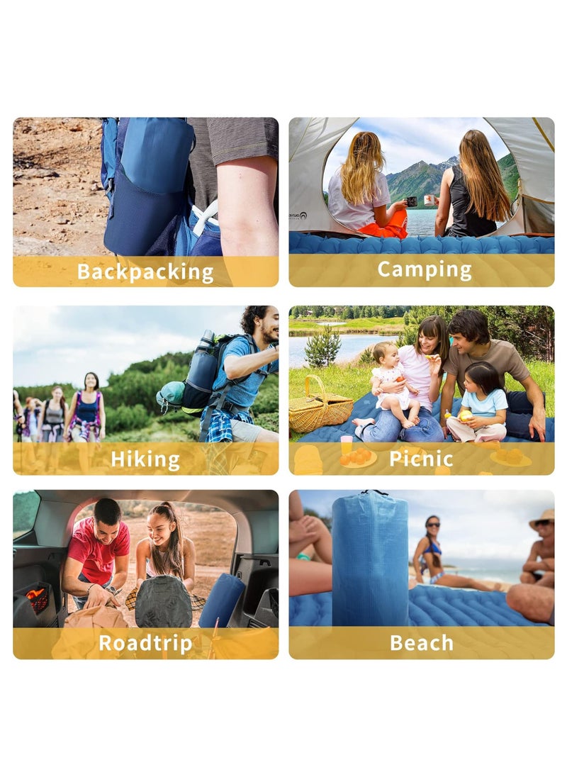 HEXAR - Self Inflating Sleeping Pad With Foot Pump 190X64 Built-In Pump Foldable Sleeping Mat With Pillow For Camping Hiking Durable Inflatable Air Mattress - Carry Bag, Repair Patches - Image 1