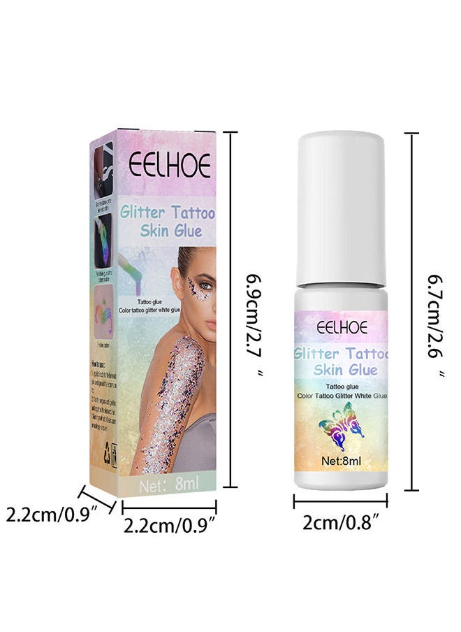 EELHOE - Glitter Tattoo Skin Glue - Body Glitter Glue - Adhesive Cosmetic Temporary Tattoo Glitter Powder Glue Body Painting Face Eyebrows Hair Gel For Party - Image 1