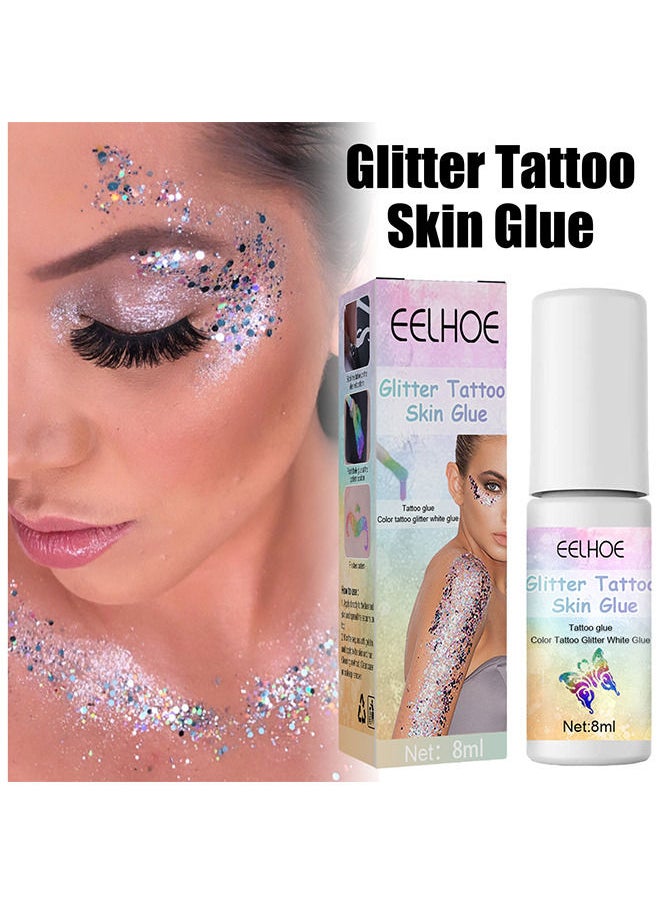 EELHOE - Glitter Tattoo Skin Glue - Body Glitter Glue - Adhesive Cosmetic Temporary Tattoo Glitter Powder Glue Body Painting Face Eyebrows Hair Gel For Party - Image 1