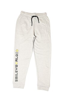 SMILEY Good Vibes Joggers, Cotton Blend, Drawstring Waist, Grey  - Image 1