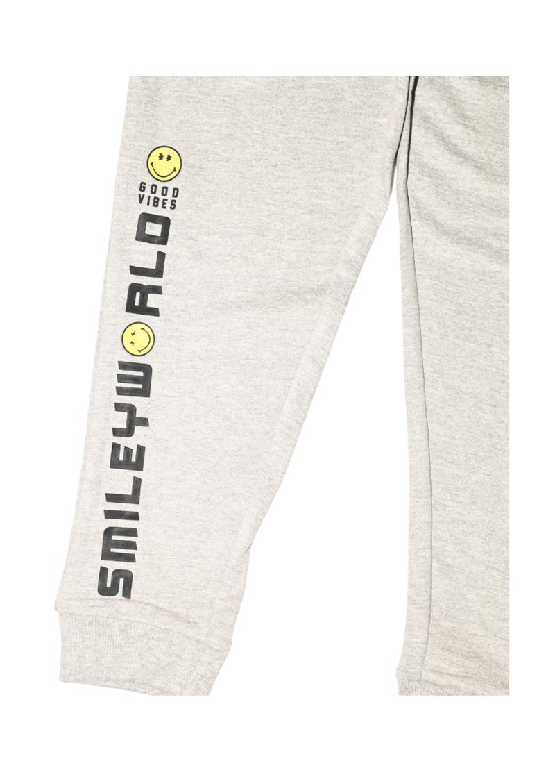 SMILEY - Good Vibes Joggers, Cotton Blend, Drawstring Waist, Grey - Image 1