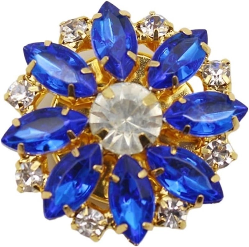 Button Covers 12 Pcs Design Rhinestone Button Cover DIY Accessories Alloy Flower Cufflinksble Shirt Box for Men Women(Blue) - Image 1