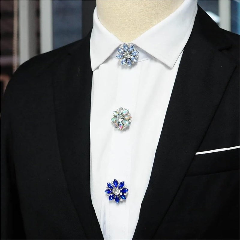 Button Covers 12 Pcs Design Rhinestone Button Cover DIY Accessories Alloy Flower Cufflinksble Shirt Box for Men Women(Blue) - Image 5