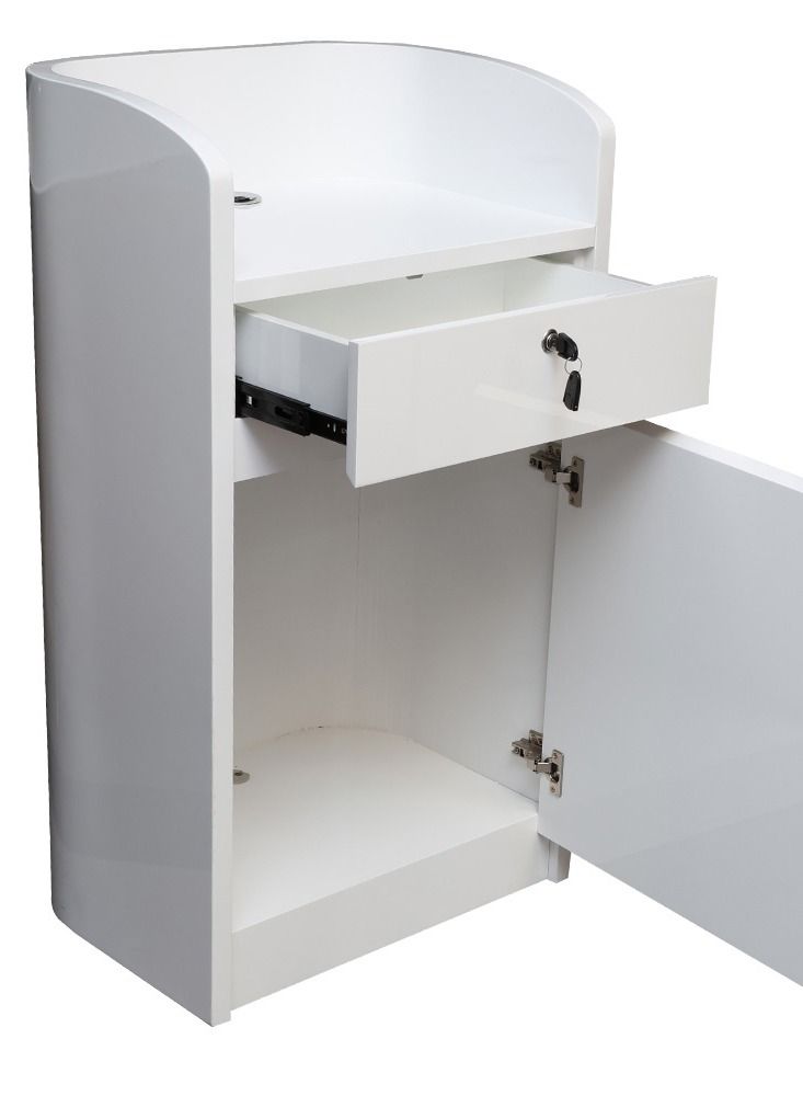 Huimei BG-1133 طاولة استقبال لامعة لون أبيض. - Image 3