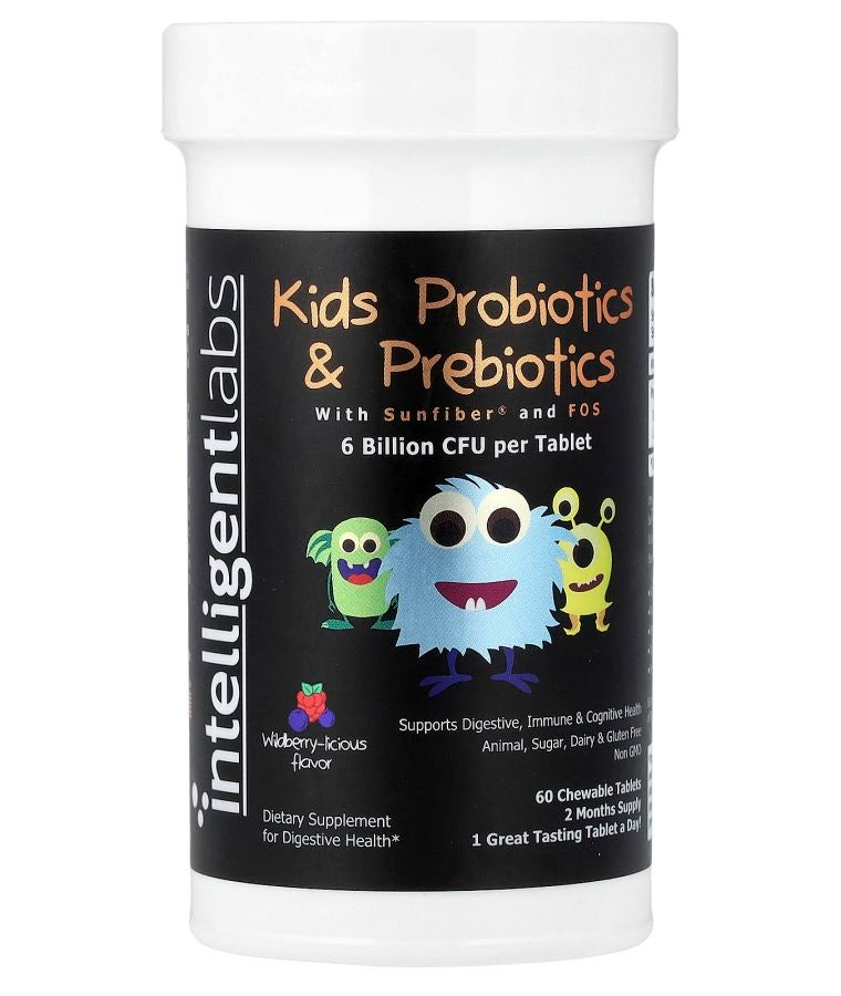 Intelligent Labs Kids Probiotics & Prebiotics Wildberry-licious 60 Chewable Tablets