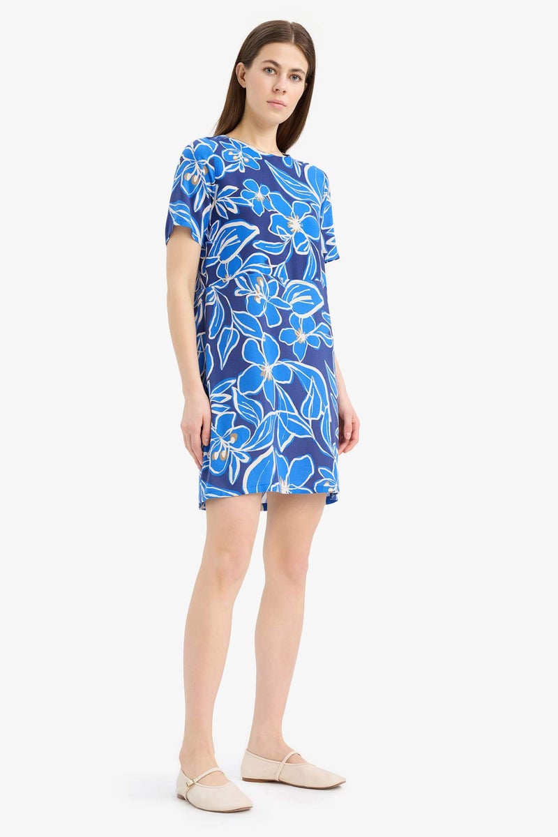 DeFacto Crew Neck Floral Patterned Short Sleeve Mini Dress - Image 2