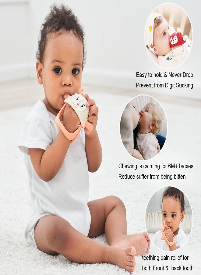 Mom's Aura Baby Teething Toys for Babies 0-6 Months-Baby Teether,Anti-Drop Silicone Mitten Teething Toy for Soothing Sore Gums,Teething Pacifier,Baby Toys 6 to 12 Months-Ideal Travel Essentials for,Reindeer) (Orange,dls) - Image 3