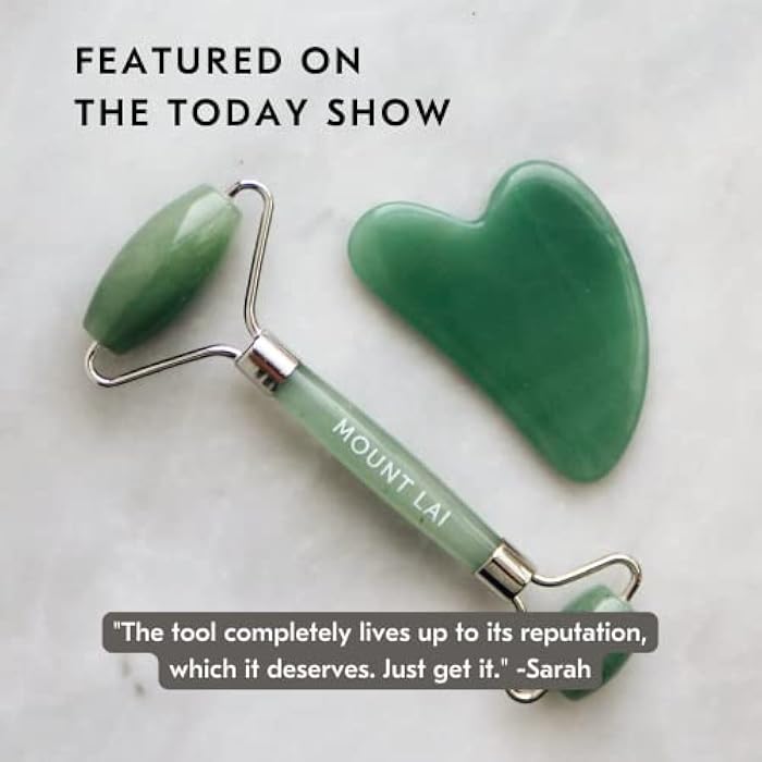 Mount Lai Jade Gua Sha Facial Tools, Jade Roller and Gua Sha Facial Tools Set, Guasha Tool for Face to Relieve Muscle Tension and Reduce Puffiness, Anti Aging Skin Care Sets for Women - Image 2