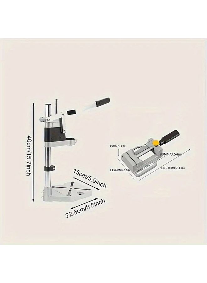 Heavy Duty Metal Bench Vise Precision Mini Drill Press Kit Flat Jaw Clamp Multi Functional Workbench Pliers Straight Vise Drill Support Right Angle Fixing Welding Clamp For Drilling Assembly Projects DIY Crafts - Image 2