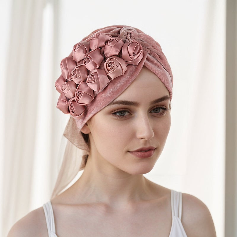 Women Fashion Silk Scarf Cap Spring Summer Lightweight Breathable Hat - Image 1