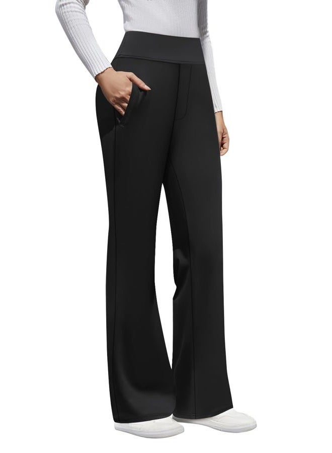 DLOODA Womens High Waist Dress Pants Business Casual Work Pants Stretchy Bootcut Pull On Slacks Office Trousers with Pockets, Black, XL - Image 1