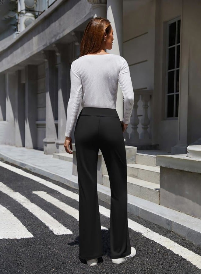 DLOODA Womens High Waist Dress Pants Business Casual Work Pants Stretchy Bootcut Pull On Slacks Office Trousers with Pockets, Black, XL - Image 2