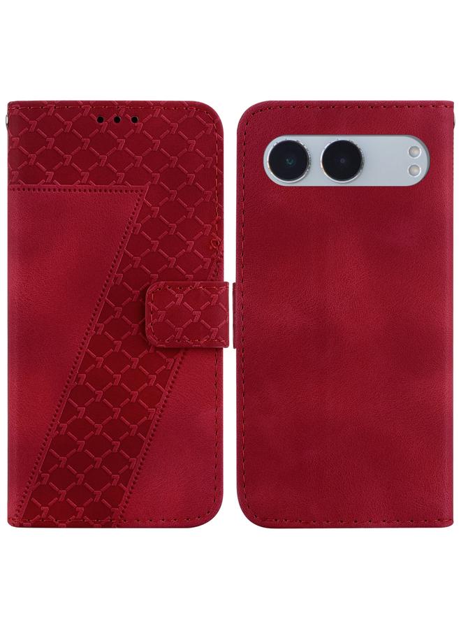 erorex For OnePlus Nord 4 Seven-shaped Embossed Leather Phone Case(Red)