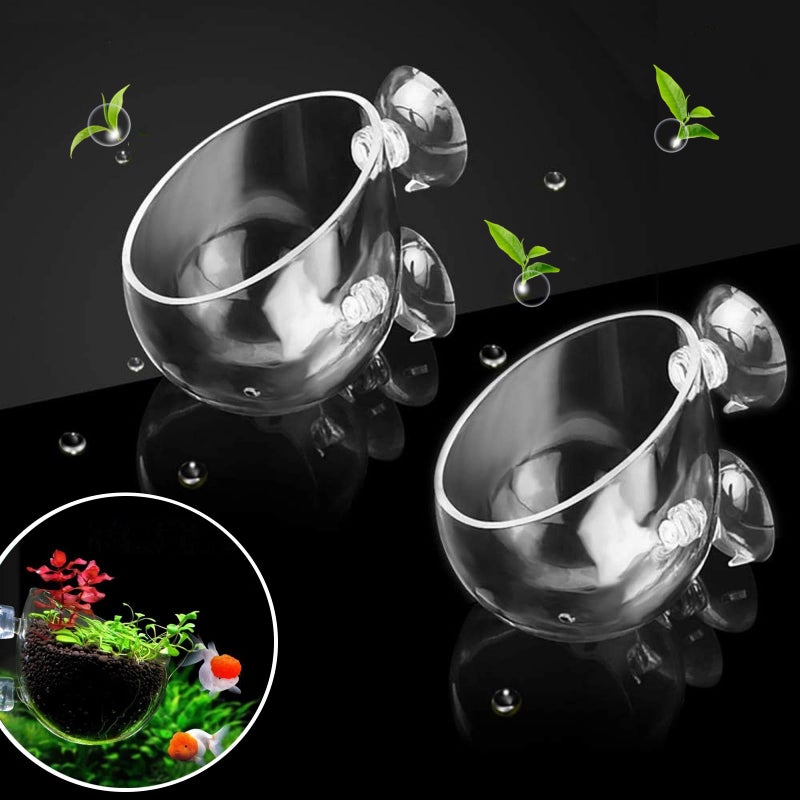 GLEFLE 2 PCS Aquarium Plant Holder Top Hanging Fish Tank Plant Pot Aquarium Planter Cups for Water Feature Decoration - Image 1