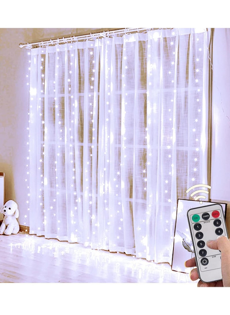 co arma White Curtain String Lights with Remote Control 8 Lighting Modes and Timer Dimmable USB Suitable for Bedroom, Party, Wedding, Home Decor  - Image 5