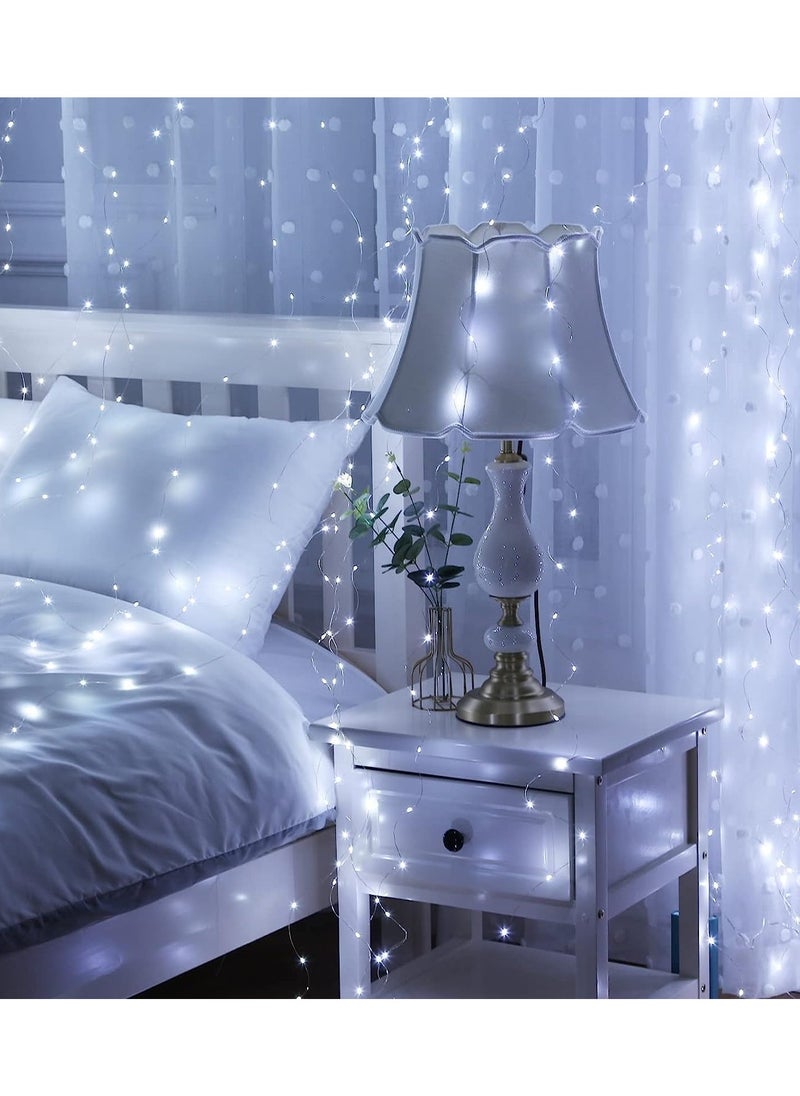 co arma White Curtain String Lights with Remote Control 8 Lighting Modes and Timer Dimmable USB Suitable for Bedroom, Party, Wedding, Home Decor  - Image 3