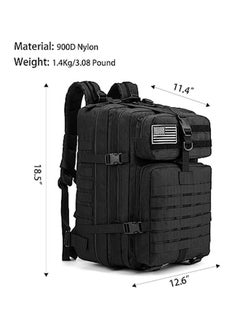 WINEENEE 45L Tactical Backpack Large Black Military Army Tactical Go Bug Out Bag Backpack 3 Day Assault Pack Molle Rucksack for Men And Women Outdoor Hiking Hunting Camping  - Image 2