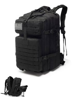 WINEENEE 45L Tactical Backpack Large Black Military Army Tactical Go Bug Out Bag Backpack 3 Day Assault Pack Molle Rucksack for Men And Women Outdoor Hiking Hunting Camping  - Image 1
