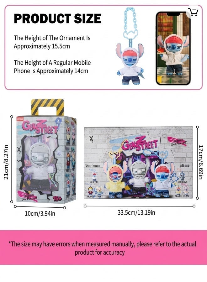 MINISO x Disney Stitch Gen Z Street Collection Vinyl Plush Pendant Blind Box, Full Display Set of 6 Sealed Mystery Boxes, Character Collectible for Display and Gifting - Image 2