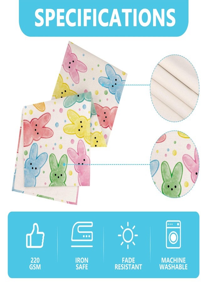 Siilues Easter Table Runner, Colorful Bunny Happy Easter Runner for Table Watercolor Seasonal Spring Holiday Home Party Decor Kitchen Dining Table Decorations 13x120 Inch - Image 5