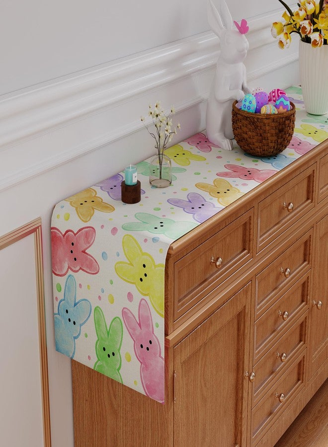 Siilues Easter Table Runner, Colorful Bunny Happy Easter Runner for Table Watercolor Seasonal Spring Holiday Home Party Decor Kitchen Dining Table Decorations 13x120 Inch - Image 3