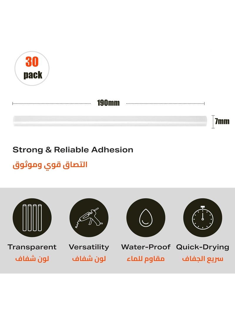 MJZ 30PCS Hot Glue Sticks 7 x 190mm Clear Hot Melt Glue Sticks –Instant Melting Quick-Drying Clear Adhesive Hot Melt Glue sticks, Non-toxic Low Stringing, High-Strength Adhesive for Crafts, DIY, Wood, Fabric – Eco-Friendly, Smooth Surface, Universal - Image 5