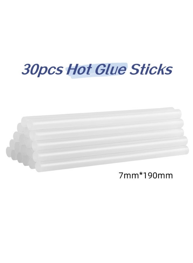 MJZ 30PCS Hot Glue Sticks 7 x 190mm Clear Hot Melt Glue Sticks –Instant Melting Quick-Drying Clear Adhesive Hot Melt Glue sticks, Non-toxic Low Stringing, High-Strength Adhesive for Crafts, DIY, Wood, Fabric – Eco-Friendly, Smooth Surface, Universal - Image 1