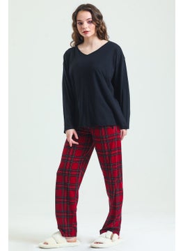 Magic Form 19865 Women's Long Sleeve Pajama Set-Claret Red  - Image 1