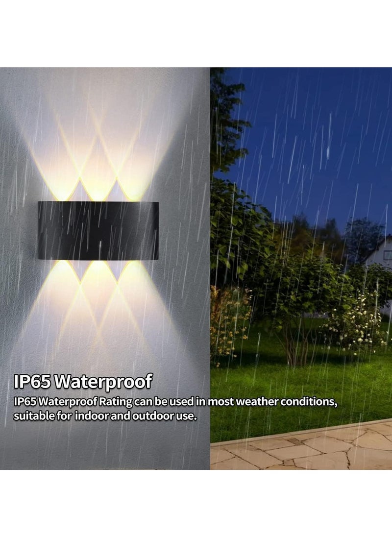 HUA QIANG WANG - Modern Outdoor Aluminium Wall Lights 6.6 Inch, 6W LED Wall Sconce, Warm White 3000K, AC 85-265V, IP65 Waterproof Up and Down Wall Lamp for Deck Fence Balcony Garden Lighting - Image 1