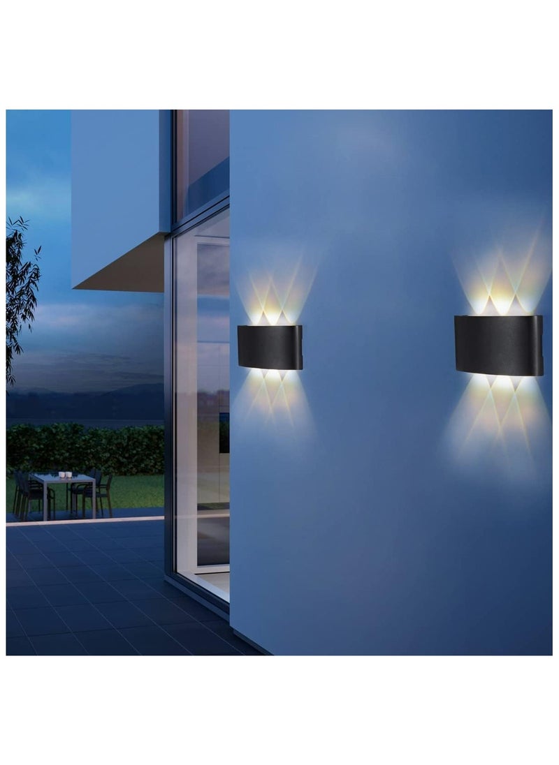 HUA QIANG WANG - Modern Outdoor Aluminium Wall Lights 6.6 Inch, 6W LED Wall Sconce, Warm White 3000K, AC 85-265V, IP65 Waterproof Up and Down Wall Lamp for Deck Fence Balcony Garden Lighting - Image 1