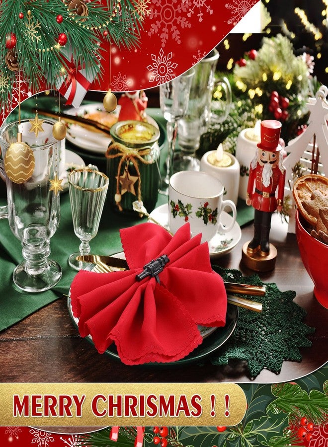 Suttmin Christmas Nutcracker Napkin Rings Set of 12, Black Soldier Napkin Rings Holiday Metal Napkin Holders for Xmas Table Setting Valentine's Day Dinnerware Wedding Party Vintage Decoration - Image 2