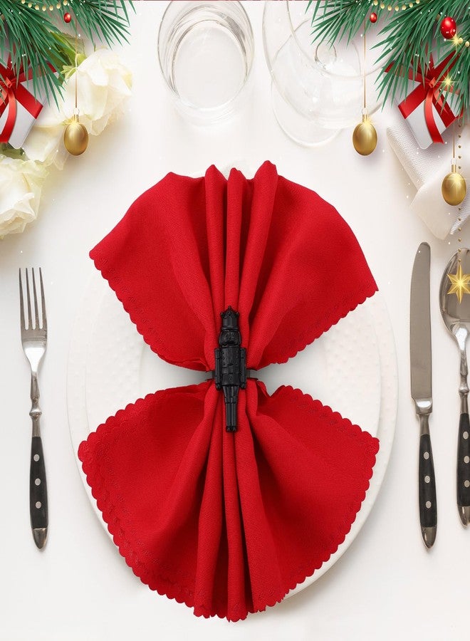 Suttmin Christmas Nutcracker Napkin Rings Set of 12, Black Soldier Napkin Rings Holiday Metal Napkin Holders for Xmas Table Setting Valentine's Day Dinnerware Wedding Party Vintage Decoration - Image 4