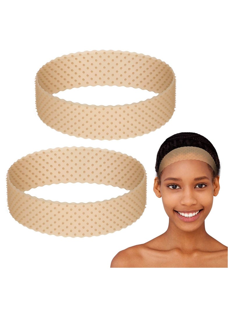 Loquat 2 Pieces Silicone Grip Wig Band Adjustable Silicone Wig Headband Fix Non Slip Wig Bands Seamless Wig Band Wig Grip Band Strong Holder for Men Women Sports Yoga (Light Brown) - Image 1