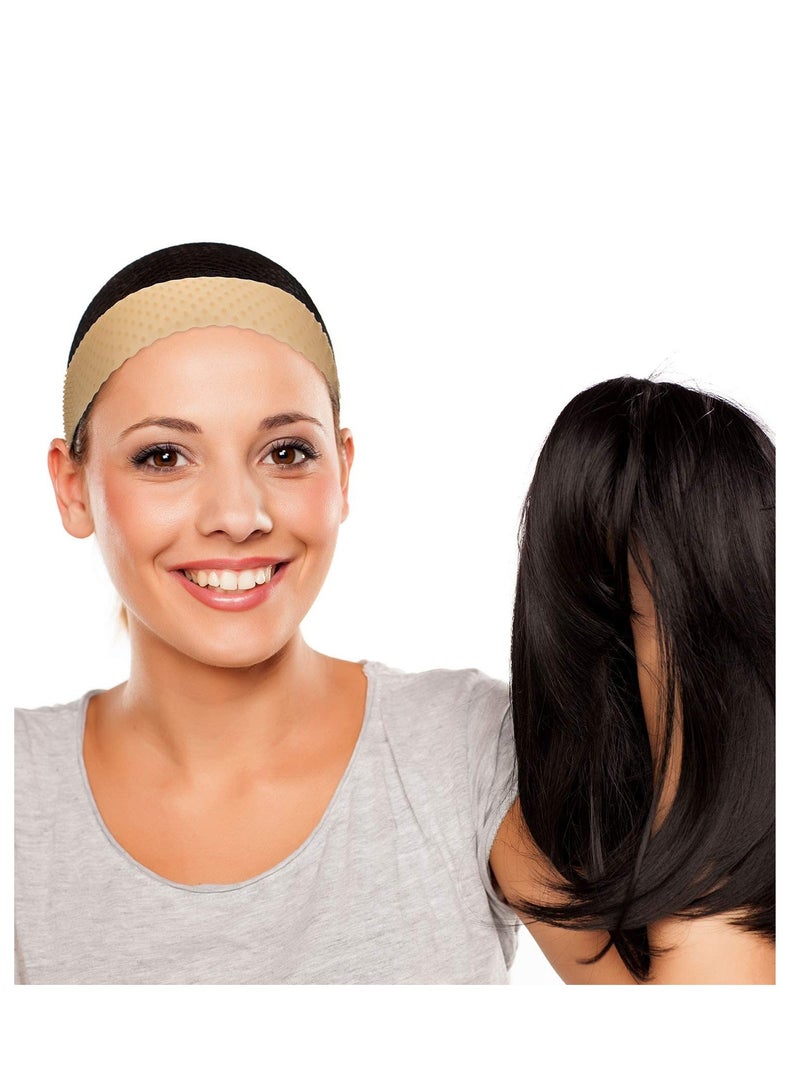 Loquat 2 Pieces Silicone Grip Wig Band Adjustable Silicone Wig Headband Fix Non Slip Wig Bands Seamless Wig Band Wig Grip Band Strong Holder for Men Women Sports Yoga (Light Brown) - Image 4