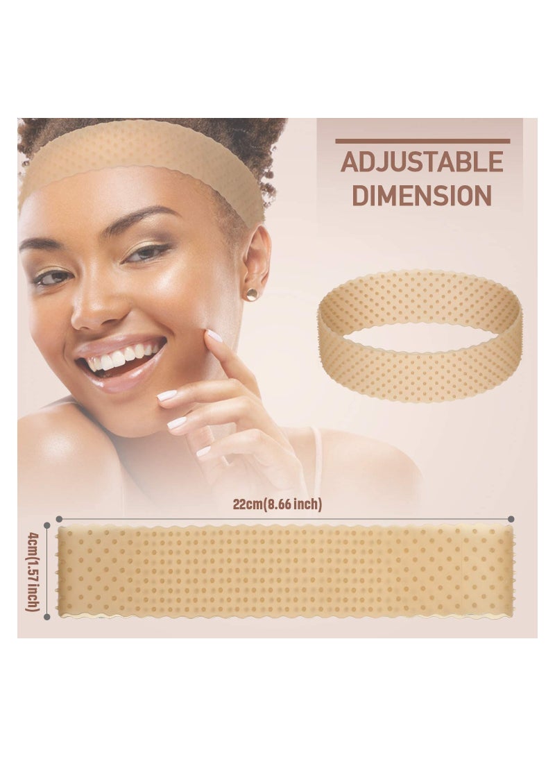 Loquat 2 Pieces Silicone Grip Wig Band Adjustable Silicone Wig Headband Fix Non Slip Wig Bands Seamless Wig Band Wig Grip Band Strong Holder for Men Women Sports Yoga (Light Brown) - Image 3