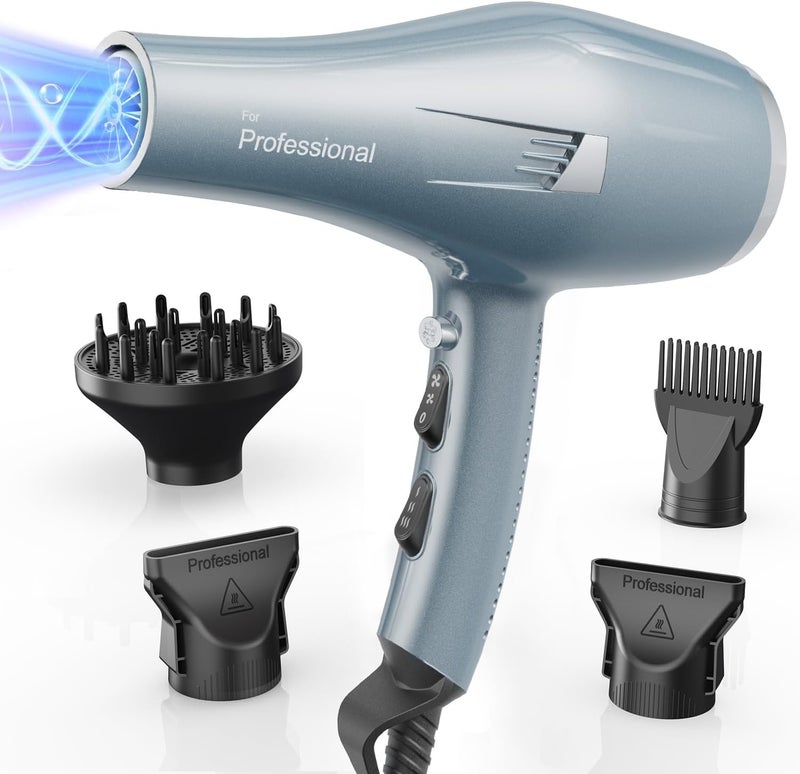 Ionic Hair Dryer, 2500W Professional Hairdryer 2 Speed 3 Heat Setting, Fast Drying Salon Blow Dryer with Diffuser, Nozzle, Concentrator Comb - Image 1