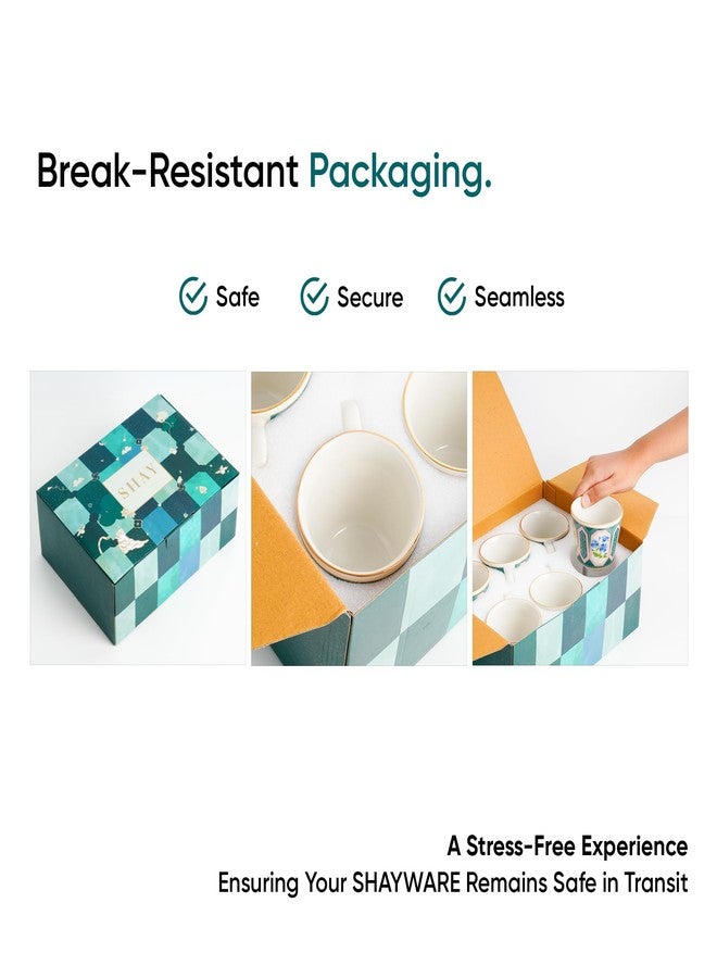 Shay طقم أكواب شاي سيراميك من شاي، 6 قطع، بارتير، 180 مل | طقم أكواب شاي من 6 قطع | لمسة نهائية لامعة | بورسلين فاخر | طقم شاي | كوب شاي سيراميك | أكواب صغيرة للشاي (أكواب شاي ستيب - بارتير) متعدد الألوان - Image 5