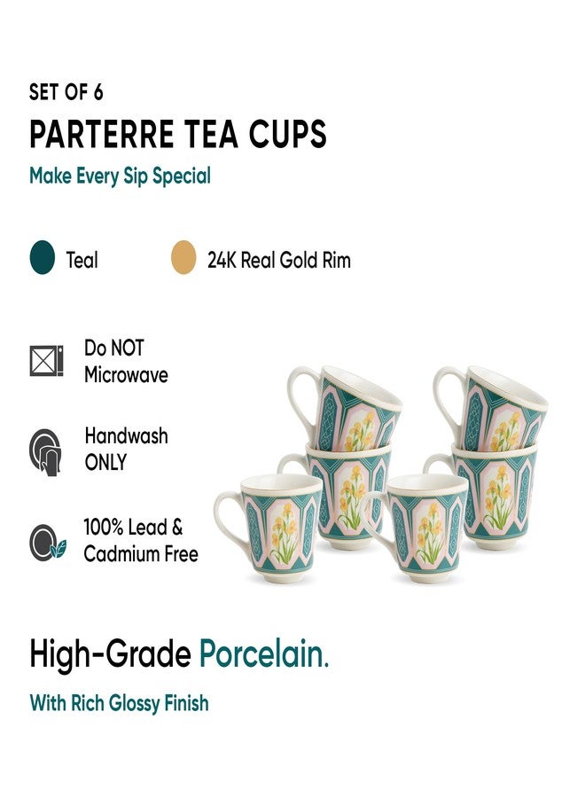 Shay طقم أكواب شاي سيراميك من شاي، 6 قطع، بارتير، 180 مل | طقم أكواب شاي من 6 قطع | لمسة نهائية لامعة | بورسلين فاخر | طقم شاي | كوب شاي سيراميك | أكواب صغيرة للشاي (أكواب شاي ستيب - بارتير) متعدد الألوان - Image 3