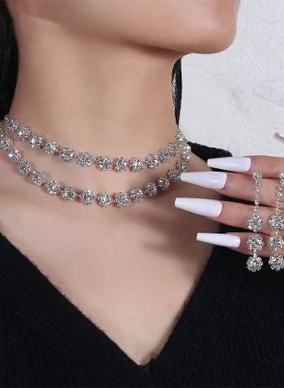 3 Pcs Necklace Earrings Set Flowers Charm Layered Chain Ear Dangle Bridal Evening Dress Accessories for Women Silver/Clear - pzsku/ZEA88E21DB8D786D67ED2Z/45/_/1716518801/dd63904c-f1ec-4d21-be10-3540854ba4a2