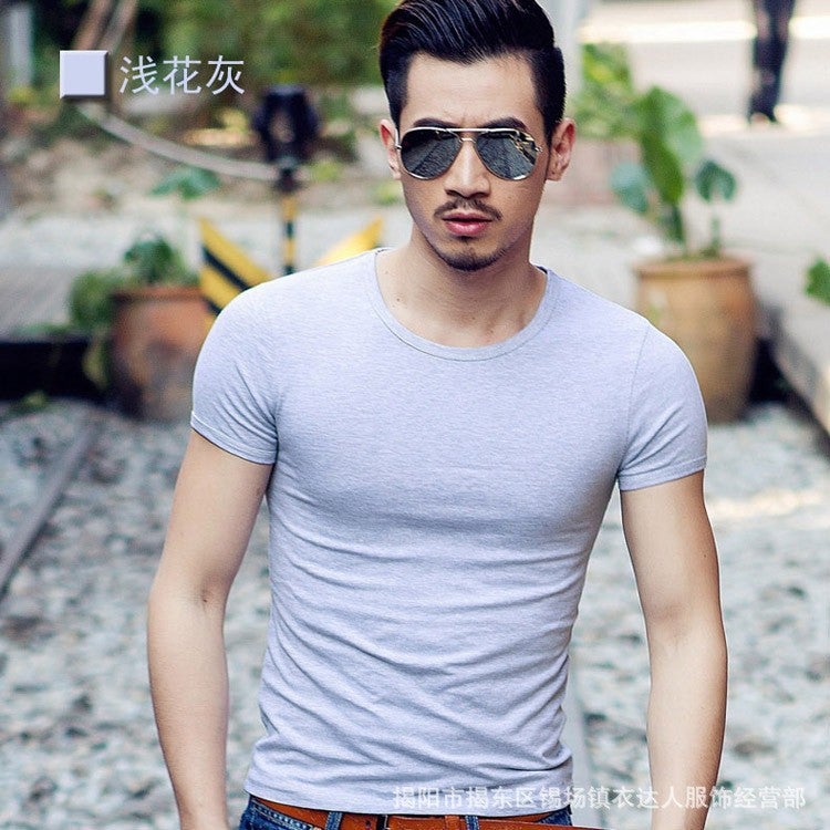 Daifa Men'S Base Shirt Solid Color V-Neck Short-Sleeved T-Shirt Men'S White Sports Tight T-Shirt Fitness Clothes For Men - Image 5